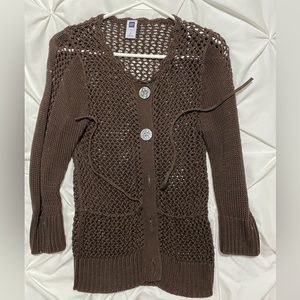 Gap Crocheted Cardigan Brown Good Condition (one small stain shown) Size Small